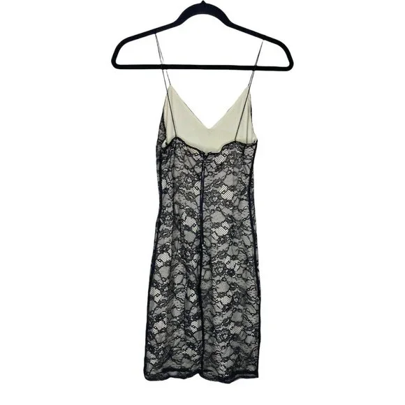 Alice + Olivia Dress Size 2 Silk Lace Sleeveless Floral Black Slip Mini Women's - Picture 2 of 6